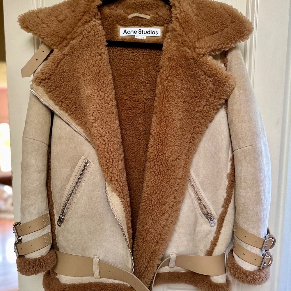 Acne Studios Velocite Shearling Suede Leather Jacket Women's Size 34 US 2 XS